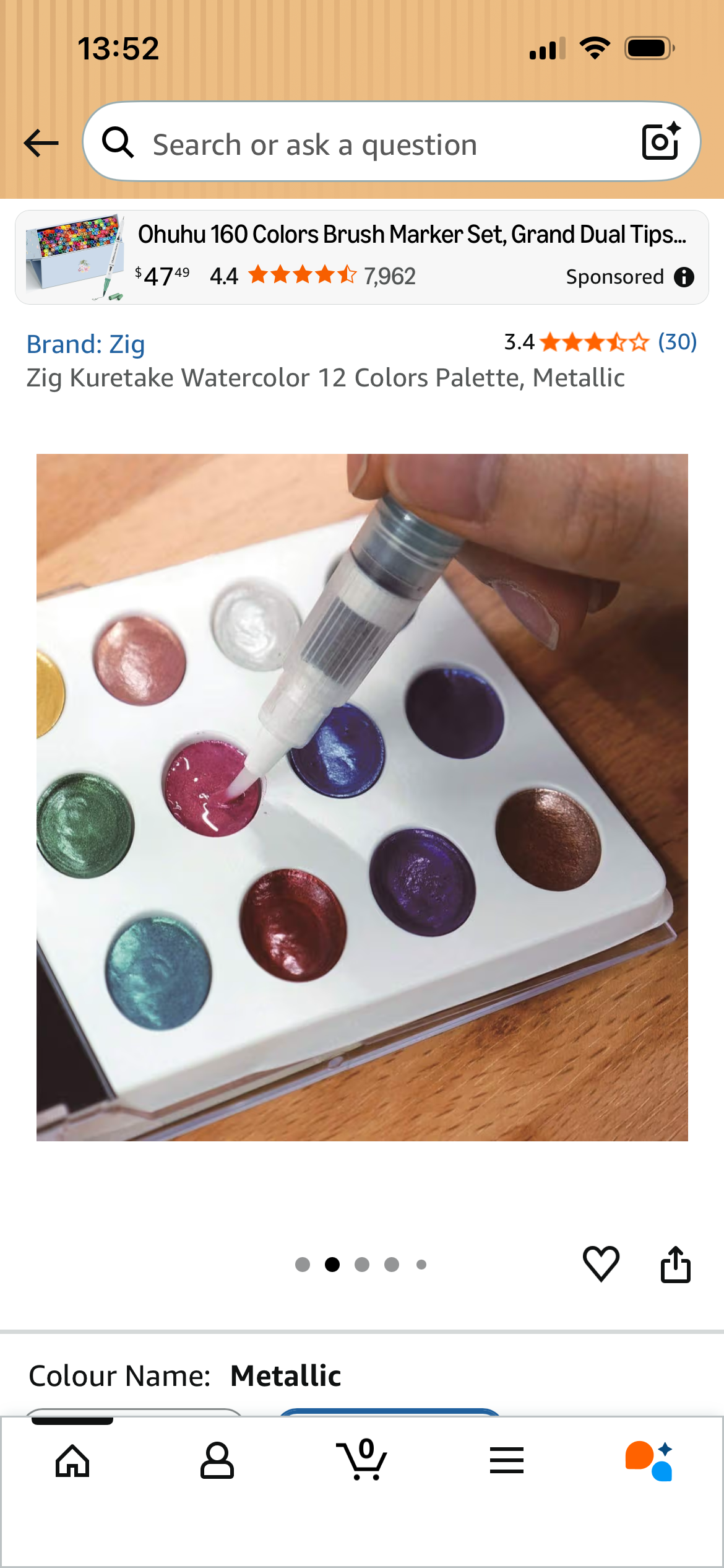 Zig Kuretake Watercolor 12 Colors Palette – Metallic