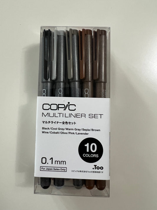 COPIC Multiliner Complete 10-Pen Set 0.1mm