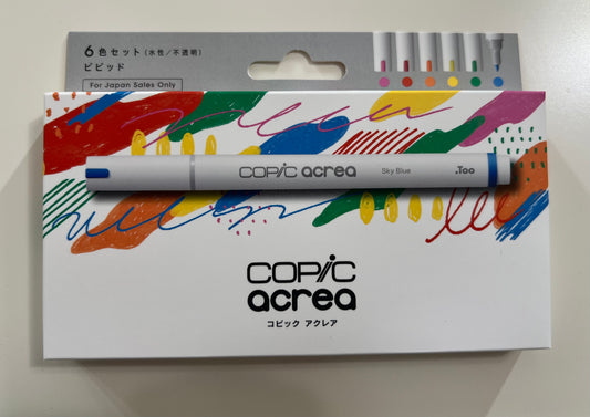 Copic Acrea 6 Colors Set Vivid, water-based pigment ink drawing pens