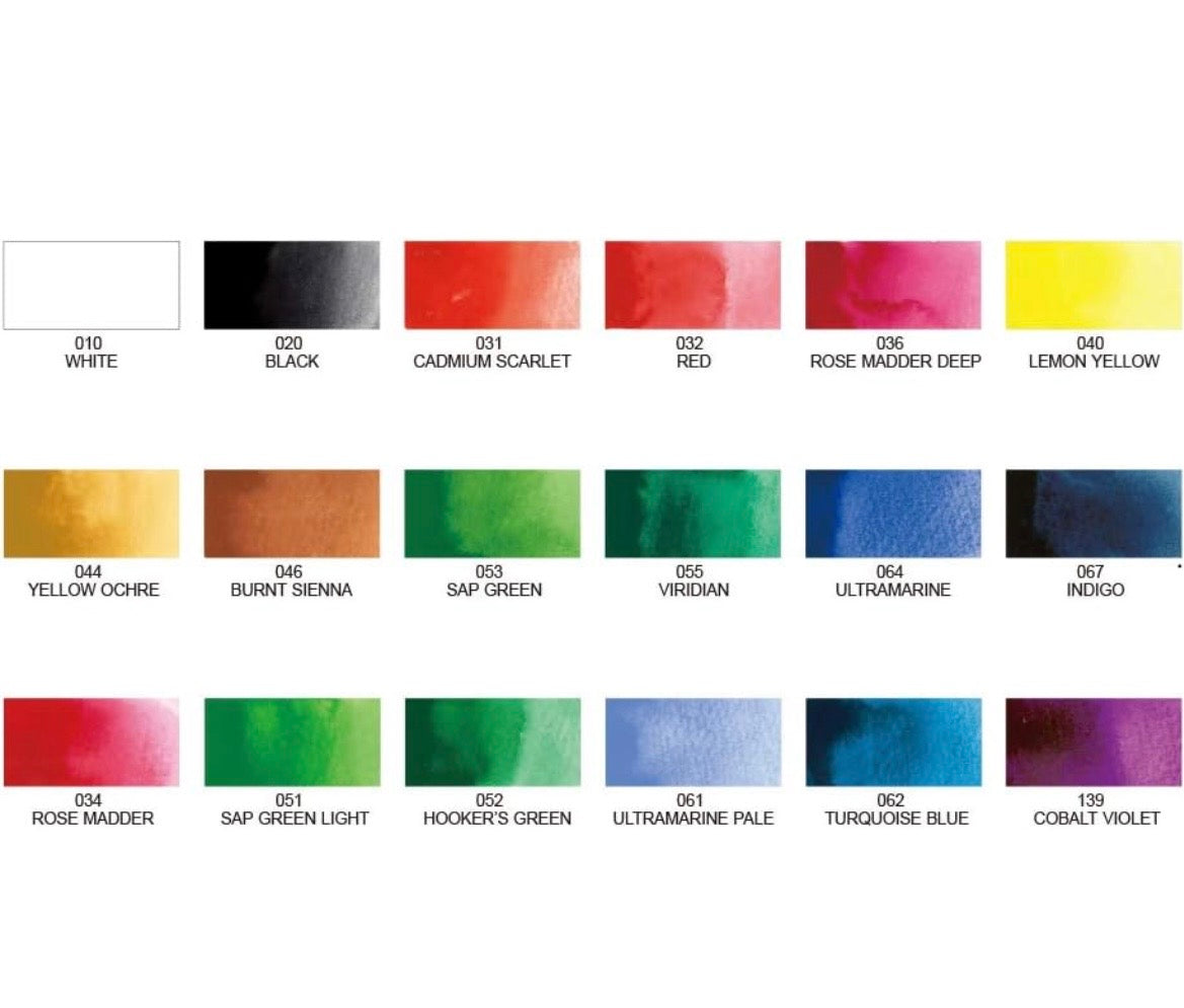 Kuretake GANSAI TAMBI Watercolor Paint Set, 18 Colors