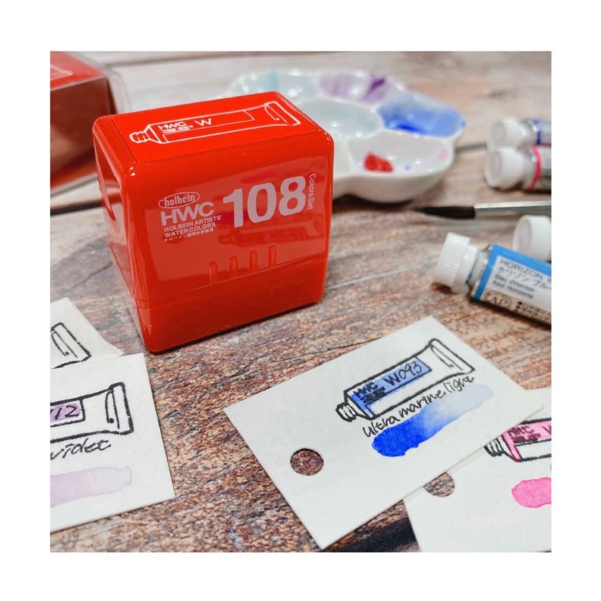 Holbein transparent watercolor color sample stamp tube pattern WST-01
