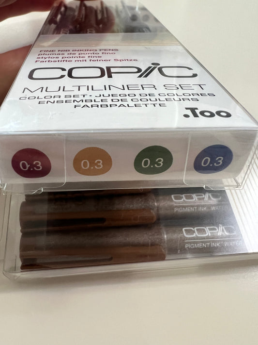 COPIC Multiliner 4-Pen Set Olive/Sepia/Wine/Cobalt 0.3mm