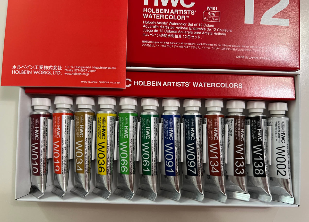 Holbein Artists' Watercolor Set (12 Colors, 5ml Tubes) | Ships from Toronto, Canada