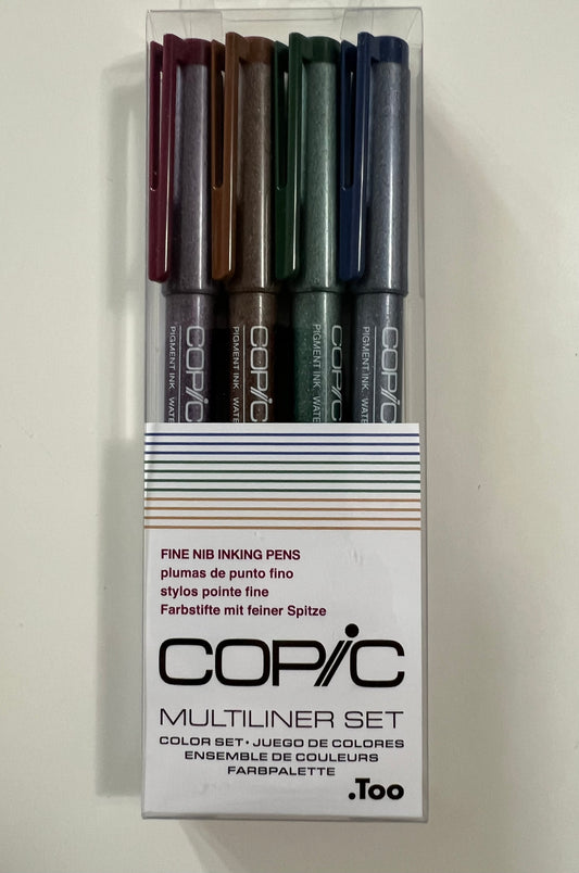 COPIC Multiliner 4-Pen Set Olive/Sepia/Wine/Cobalt 0.3mm