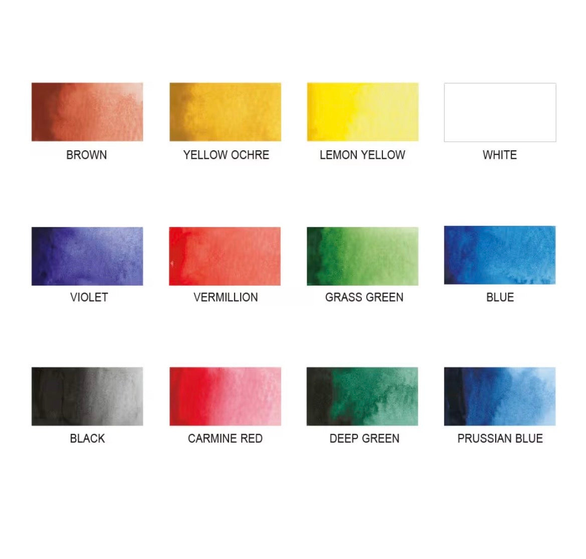 Zig Kuretake Watercolor 12 Colors Palette – Transparent